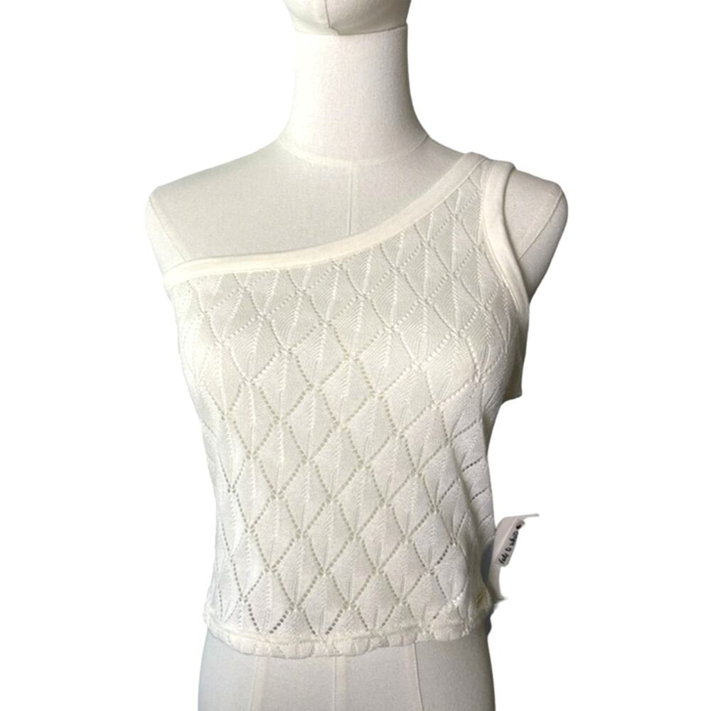 Billabong Only You One Shoulder Eyelet Knit Top Off White Size Large NWT